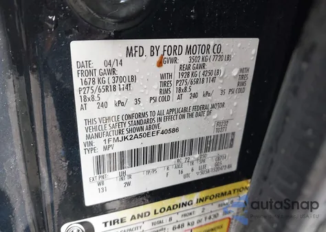 2014 Ford Expedition El Limited from USA, damaged, VIN 1FMJK2A50EEF40586